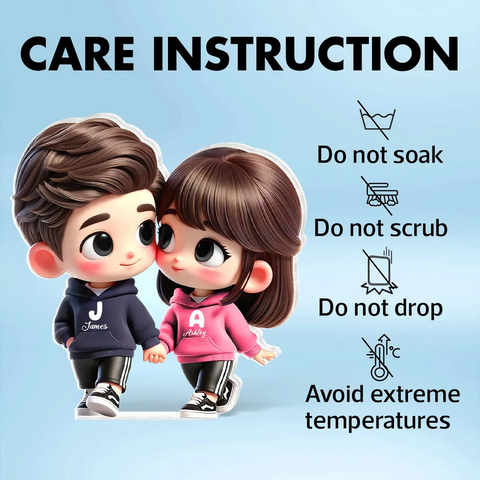 3D Effect Cute Cartoon Couple Holding Hands Custom Acrylic Block Plaque