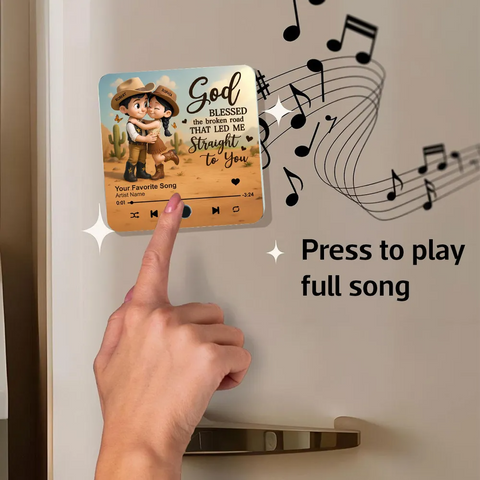 "Favorite Place Is Next To You" Cartoon Cowboy Cowgirl Couple Cutom Music Fridge Magnet