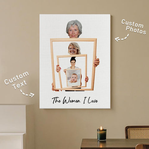 Custom Multi-Generation Family Photo Canvas Wall Art