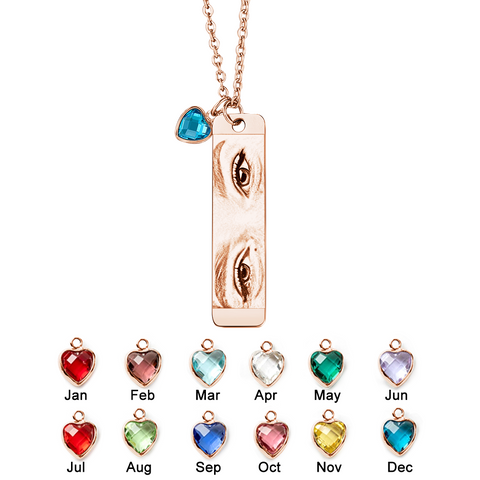 Personalized Birthstone Eye Photo Necklace