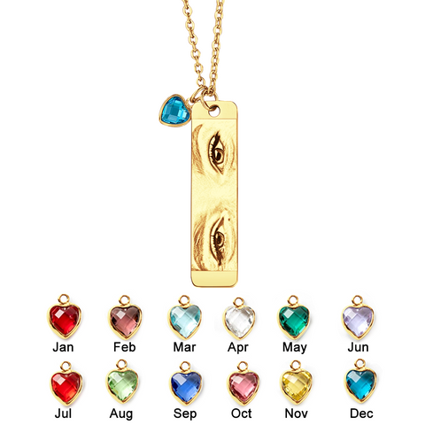 Personalized Birthstone Eye Photo Necklace
