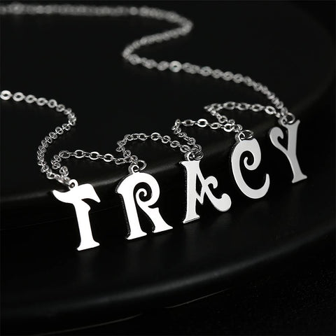 Personalized Letter Initials Silver Necklace