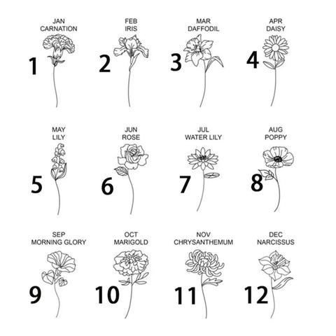 Custom Name Earrings with Birth Flower