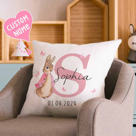 Personalized Peter Rabbit Throw Pillow with Kid's Name