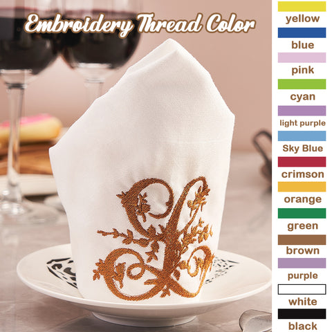 Personalized Linen Napkin with Embroidered Custom Monogram