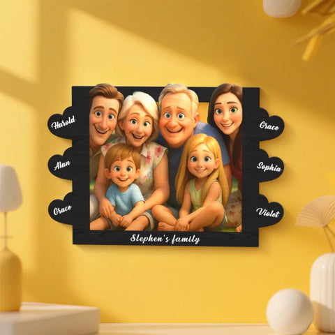 Personalized Cartoon Style Heart-Shaped Name Photo Frame
