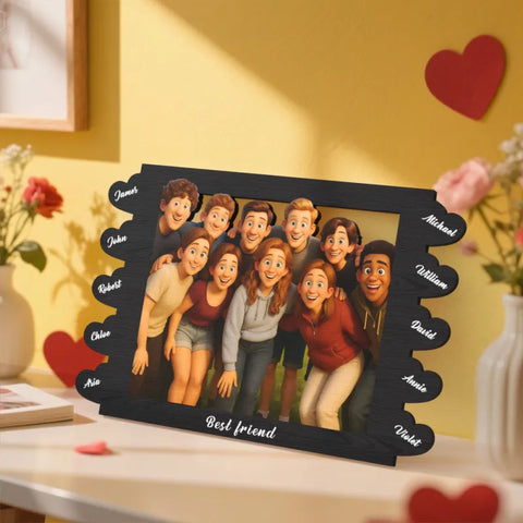 Personalized Cartoon Style Heart-Shaped Name Photo Frame