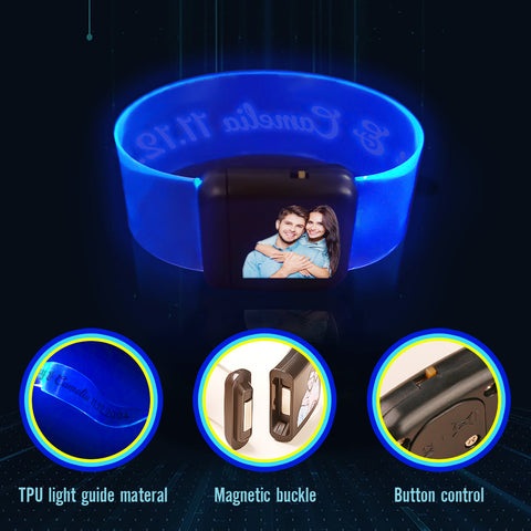 Personalized LED Glow Bracelets with Custom Photo and Text Party Event Favors
