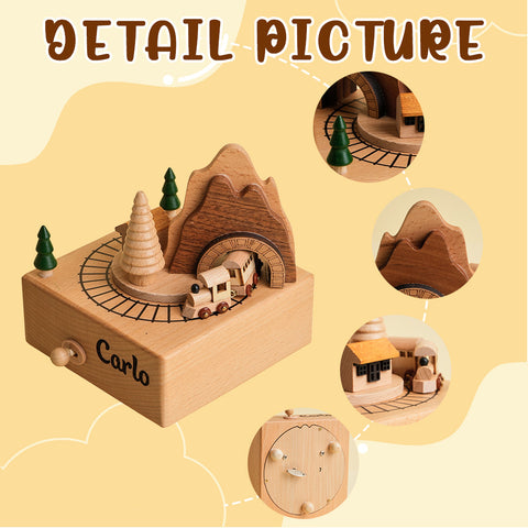 Custom Wooden Train Tunnel Music Box – A Personalized Birthday Keepsake for Kids