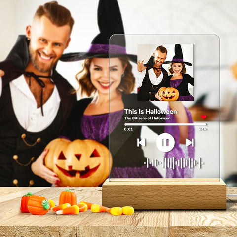 Custom Photo & Song Code Acrylic Night Light Personalized Music Plaque