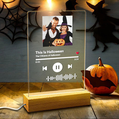 Custom Photo & Song Code Acrylic Night Light Personalized Music Plaque