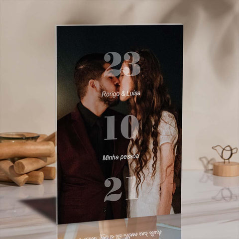 Always & Forever Custom Couple Anniversary Photo-Date Glass Plaque