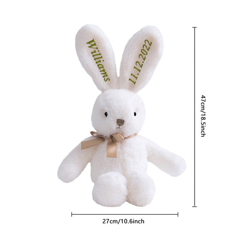 Personalized Long-Ear Bunny Plush Custom Embroidered Easter Gift for Baby