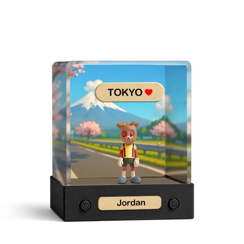 Custom 3D Mini Figure from Photo with Personalized Background & Acrylic Display Box