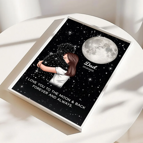 Lost Loved One Hugging Custom  Moon Phase Canvas/Framed Poster/Poster