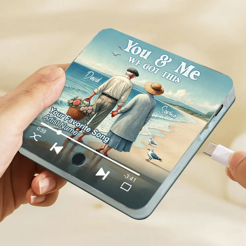 Old Couple Walking On Beach Favorite Song Custom Music Fridge Magnet