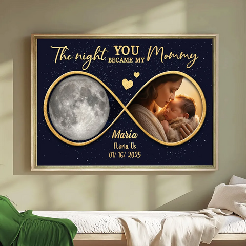  The Night You Became My Mommy Custom Moon Phase Baby Photo Poster/Canvas/Framed Poster