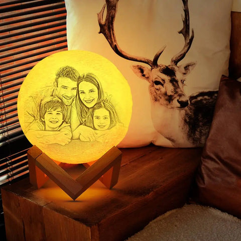 Personalized Magic 3D Moon Lamp with Family Photo