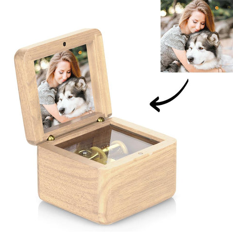 Vintage-Style Wooden Music Box with Personalized Photo Insert