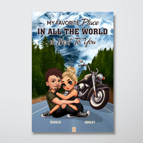 "Riding Partners for Life" Custom Hugging Riding Couple Canvas/ Framed Poster/Poster