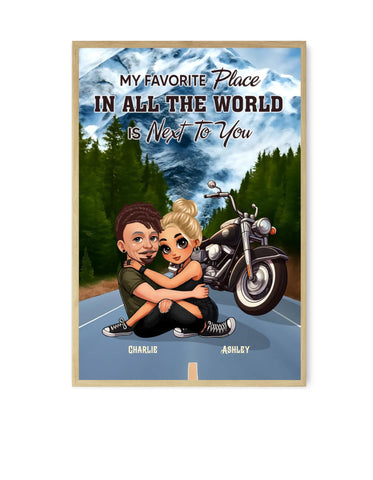 "Riding Partners for Life" Custom Hugging Riding Couple Canvas/ Framed Poster/Poster