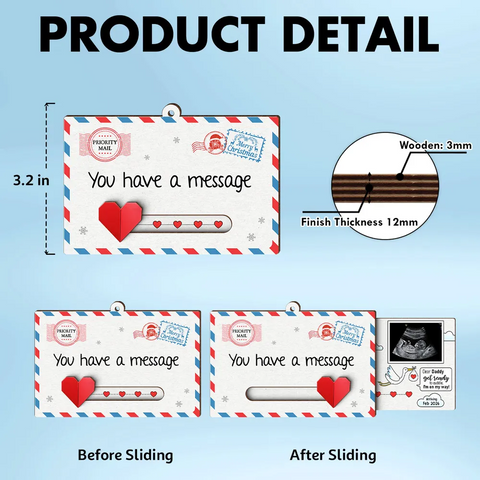 New Baby Reveal Hidden Message - Custom Photo Slider Ornament