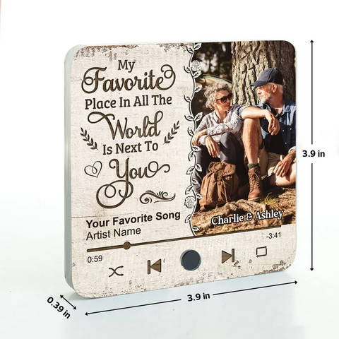 "Favorite Place In The World" Custom Couple Photo Music Fridge Magnet