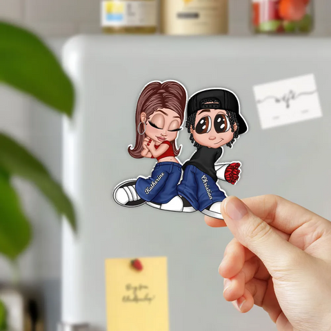 Y2K Style Cartoon Couple Custom Acrylic Fridge Magnet
