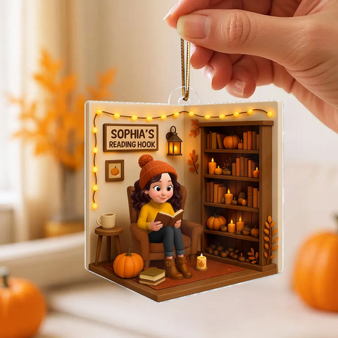 3D Effect Custom Reading Girl Acrylic Ornament
