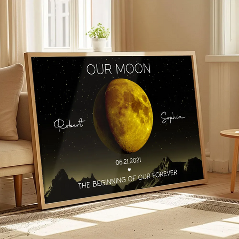 Our Moon Custom Couple Moon Phase Canvas/Framed Poster/Poster