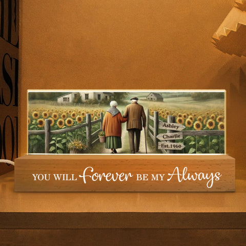 Old Couple Growing Old Together Custom Acrylic Block LED Night Light