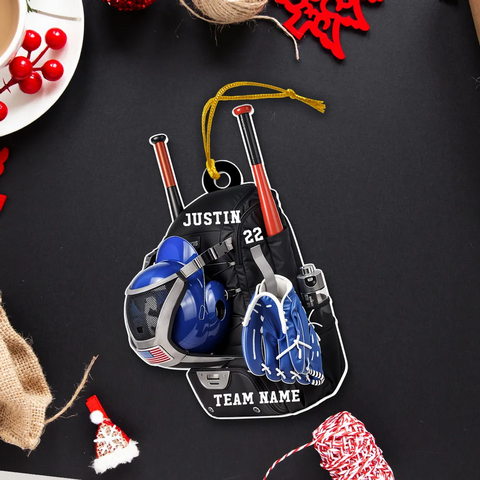 Custom Baseball Softball Bag Acrylic Christmas Ornament