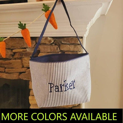 Striped Easter Basket with Name or Initials – Perfect for Egg Hunts