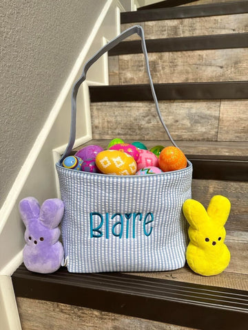 Striped Easter Basket with Name or Initials – Perfect for Egg Hunts