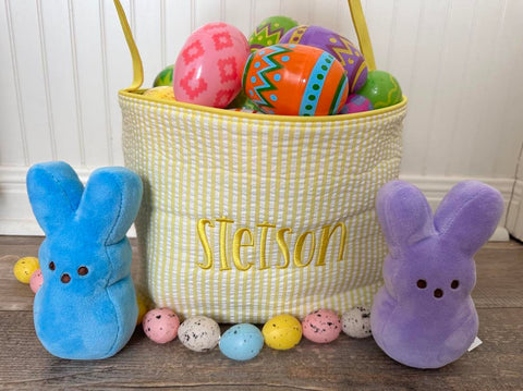 Striped Easter Basket with Name or Initials – Perfect for Egg Hunts