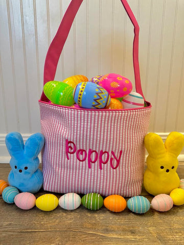 Striped Easter Basket with Name or Initials – Perfect for Egg Hunts