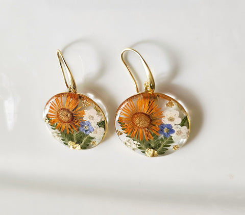 Golden Hour Petals Resin Earrings