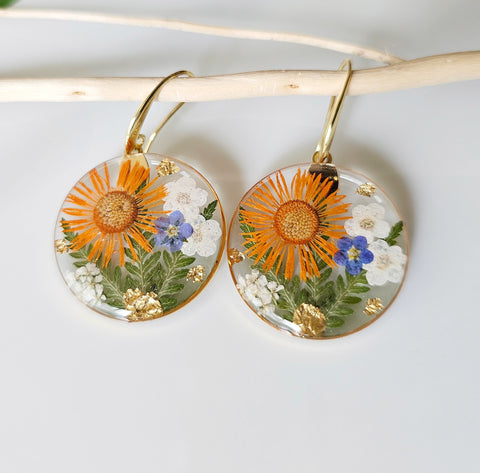 Golden Hour Petals Resin Earrings