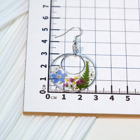 Nature’s Halo Earrings Handmade Dried Flower Resin Hoops