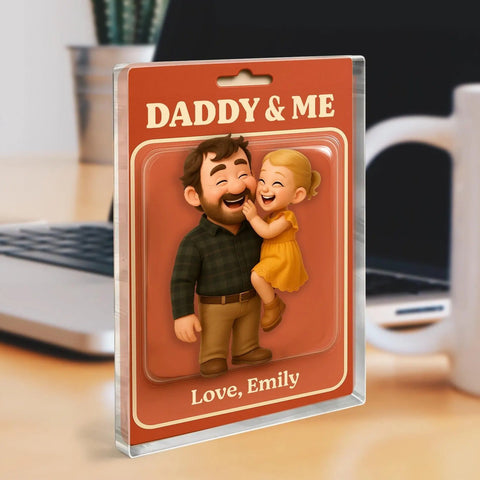 Custom Photo Dad and Me Cute Action Figure Acrylic Block