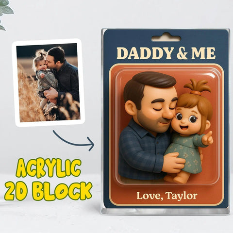 Custom Photo Dad and Me Cute Action Figure Acrylic Block