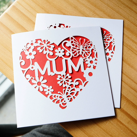 MUM Heart Cutout Greeting Card Happy Mother's Day Card
