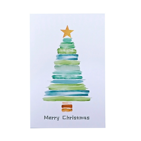 Watercolor Christmas Tree Greeting Card – Elegant Minimalist Holiday Design
