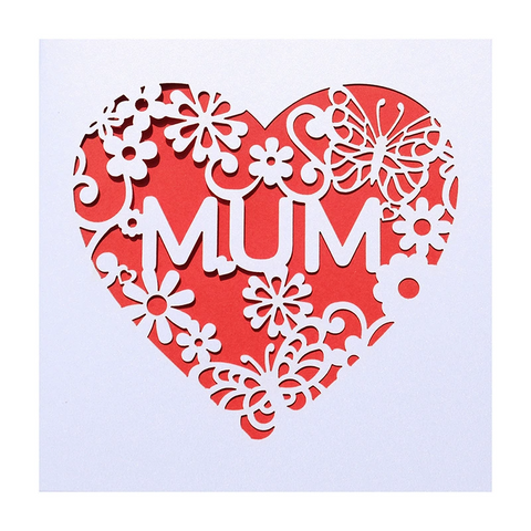 MUM Heart Cutout Greeting Card Happy Mother's Day Card