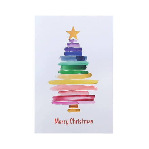 Watercolor Christmas Tree Greeting Card – Elegant Minimalist Holiday Design