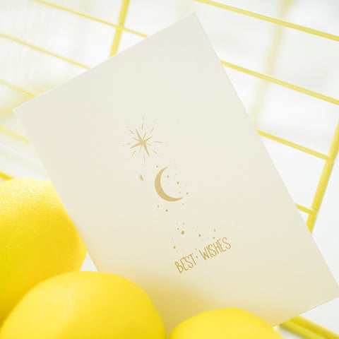 Starlit Wishes – Minimalist Moon & Stars Foil Thank You Card