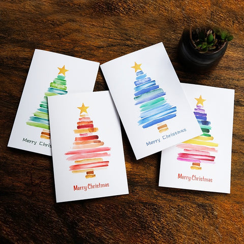 Watercolor Christmas Tree Greeting Card – Elegant Minimalist Holiday Design