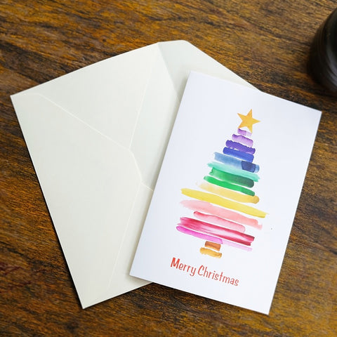Watercolor Christmas Tree Greeting Card – Elegant Minimalist Holiday Design