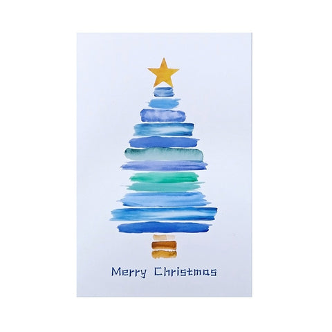 Watercolor Christmas Tree Greeting Card – Elegant Minimalist Holiday Design