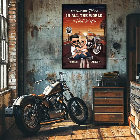 "Riding Partners for Life" Custom Hugging Riding Couple Canvas/ Framed Poster/Poster